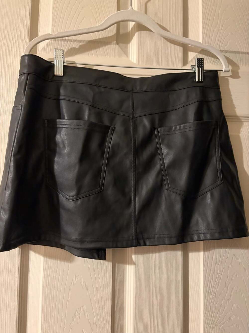 Future Collective Kahlana Barfield Brown Faux Leather Asymmetrical Mini Skirt - Picture 4 of 4